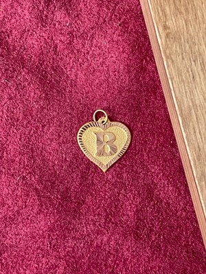Rupen Kraft 14 Ayar Altın B Harfi Kolye Ucu Altın Kalpli Harf Kolye Ucu Altın Harf