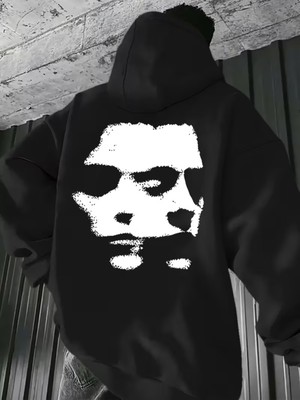 Nevermind Unisex Oversize Hoodie Soyut Yüz Baskılı