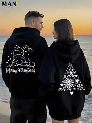 Nevermind Merry Christmas Sevgili Kombini Hoodie – Unisex Oversize Kapüşonlu Sweatshirt 2’li Set