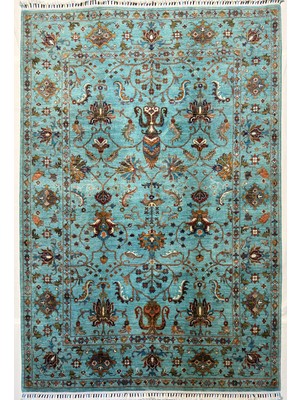 El Dokuma Orijinal Afgan Halı Sultani Desenli 4 Metre Kare Kök Boya