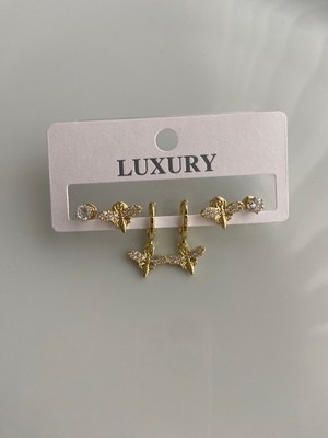 Anetta Jewelry Kadın Altın Renk Böcek Model 6’lı Küpe Çelik Set