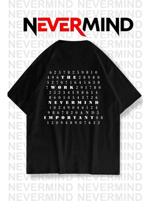 Nevermind Oversize Siyah Unisex Tişört Grafik Baskılı, Rahat Kalıp
