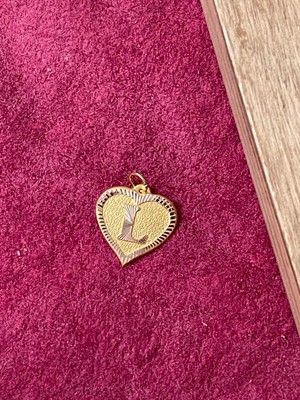 Rupen Kraft 14 Ayar Altın L Harfi Kolye Ucu Altın Kalpli Harf Kolye Ucu Altın Harf