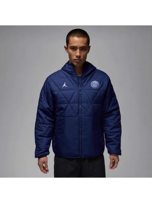 Nike Jordan Paris St Germain Therma Fit Erkek Lacivert Spor Mont -Fermuarlı Cep ve Kapüşonlu Tasarım /HQ2195-492