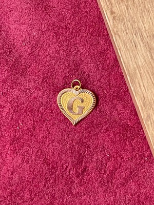 Rupen Kraft 14 Ayar Altın G Harfi Kolye Ucu Altın Kalpli Harf Kolye Ucu Altın Harf