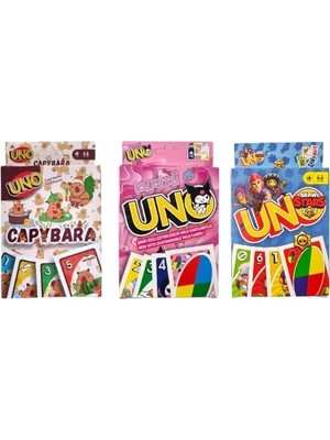 Oyunsal Capybara Uno + Kuromi Uno + Brawlstars Uno Oyun Kartları 3'lü Set