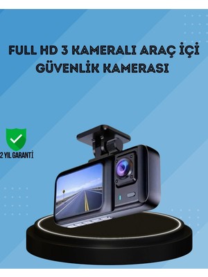 VeraGlobe Buğz 360° Kapsama Sahip Full Hd Araç Kamerası 3’lü Kayıt Gece Görüşlü Dashcam