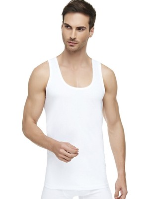 Tutku Elit Erkek Beyaz Pamuklu Penye Atlet 3'lü Paket ELT1001-BEYAZ-3XL