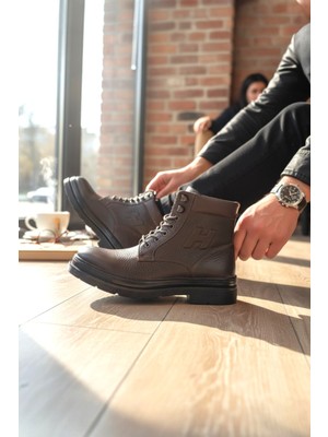 Enoch Hakiki Deri "h" Detaylı ve Dokulu Erkek Bot