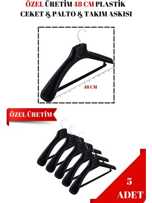Manken İstanbul 5 Adet 48 Santim Özel Üretim Ceket Askısı | Palto Askısı | Takım Askısı