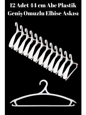 Manken İstanbul 12 Adet  Lüks Beyaz Plastik Ceket Askısı Kıyafet Askısı Takım Elbise Askısı Etek Askısı