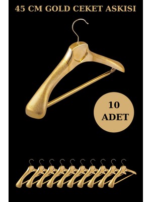 Manken İstanbul 10 Adet  Gold Kaplama Plastik Ceket Askısı Kıyafet Askısı Takım Elbise Askısı