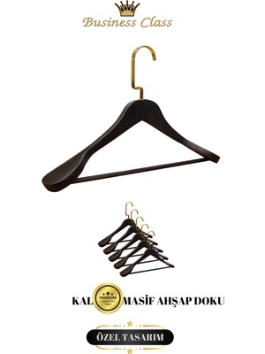 Manken İstanbul Business Class 5 Adet 44 cm Italyan Kanca Masif Ahşap Takım Elbise Askısı Palto Askısı Ceket Askısı