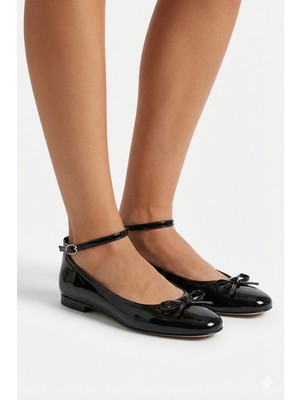 Nmoda Rugan Deri Cilt Mary Jane Babet Şık Tokalı Ortopedik Taban Günlük Ayakkabı