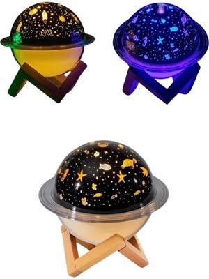 Zemira Home Aromaterapi Hava Nemlendirici Gece Lambası Uzay Model Satürn Oda Kokusu