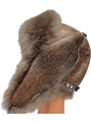 Zemheriden Hakiki Deri Kürklü Premium Ushanka Kahve Taba ❤️