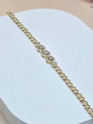 Gold Kaplama Zirkon Taşlı Top Desenli Bileklik