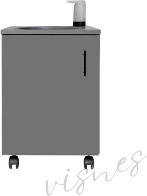 Visnes Mobil Seyyar Lavabo Ünitesi Fizyoterapist Kreş Yeni Yönetmeliğe Uygun Şarjlı Model Antrasit