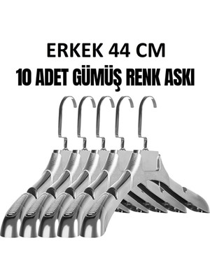Manken İstanbul 10 Adet Italyan Kanca  Gümüş Kaplama Plastik Ceket Askısı Kıyafet Askısı Takım Elbise Askısı