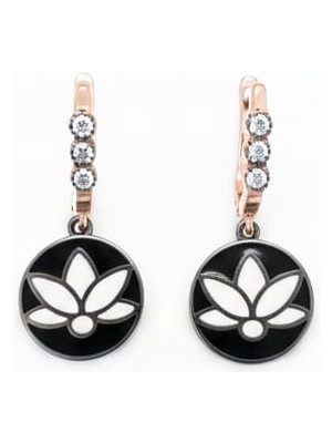 Papatya Silver 925 Ayar Elmas Lotus Küpe.rose.gold.rodaj