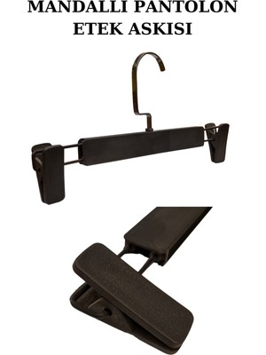 Manken İstanbul Abs Plastik 50 Adet Yüksek Kalite 30 cm Pantolon Askısı Etek Askısı Mandallı Askı