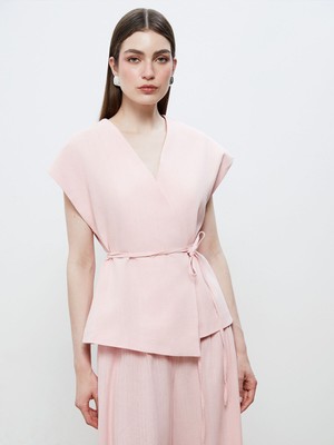 Lc Waikiki Yeni Sezon Kruvaze Yaka Keten Görünümlü Bluz