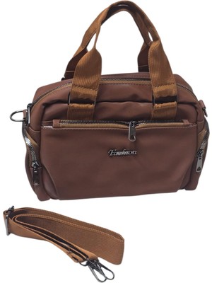 Basarideri Kadın Omuz ve El Çantası - Soft Paraşüt Kumaş - Suya Dayanıklı - 5 Gözlü Taba