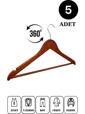 Manken İstanbul 5 Adet  Ahşap Ceket Askısı Gömlek Askısı Tişört Askısı Ahşap Askı Elbise Askısı