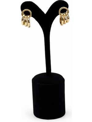 Pangu Altın Renk Çok Halkalı Çelik Kadın Küpe