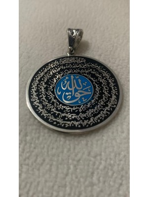 Ceymstech 925 Ayar 14 Gram Şeyh Nazım Kıbrısı El-Hakkani Mührü Şerifi Gümüş Kolye Ucu Mineli Model