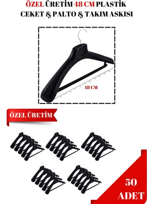 Manken İstanbul 50 Adet 48 Santim Özel Üretim Ceket Askısı | Palto Askısı | Takım Askısı