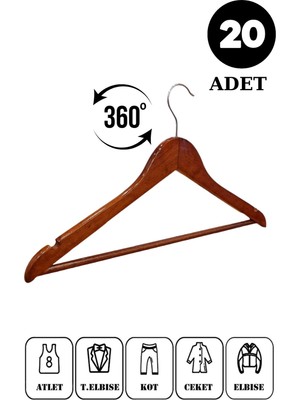 Manken İstanbul 20 Adet  Ahşap Ceket Askısı Gömlek Askısı Tişört Askısı Ahşap Askı Elbise Askısı