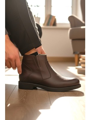 Enoch Hakiki Deri Yan Elastik Detaylı Klasik Erkek Bot
