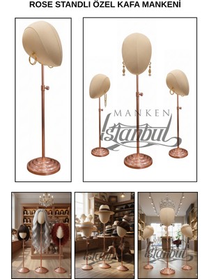 Manken İstanbul Metal Standlı Kafa Mankeni Aksesuar Mankeni - Vitrinler İçin Renkli Özel Tasarım