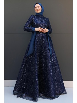 Giza Store Simay Tesettür Abiye Lacivert