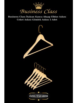 Manken İstanbul Business Class 45 cm Gold Italyan Kanca 5 Adet Ceket Askısı Buluz Askısı Elbise Askısı Ahşap Askı