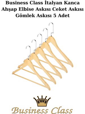 Manken İstanbul Business Class 45 cm Italyan Kanca 5 Adet Ceket Askısı Buluz Askısı Elbise Askısı Ahşap Askı