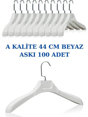 Manken İstanbul 100 Adet Soft Beyaz Abs Plastik Askı Ceket Elbise Askısı Kıyafet Askısı Gömlek Askısı