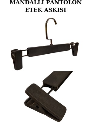 Manken İstanbul Abs Plastik 20 Adet Yüksek Kalite 30 cm Pantolon Askısı Etek Askısı Mandallı Askı