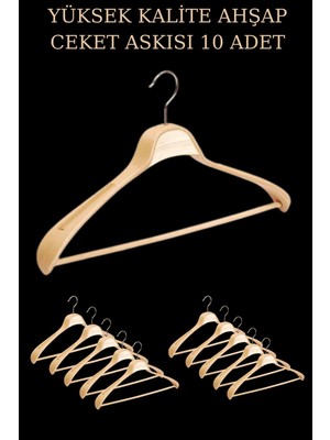 Manken İstanbul 10 Adet Yüksek Kalite 48 cm Ahşap Askı Ceket Askısı Takım Elbise Askısı Ahşap Elbise Askısı