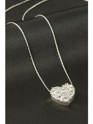 Marsilyan Kalp Zirkon Taşlı Kolye