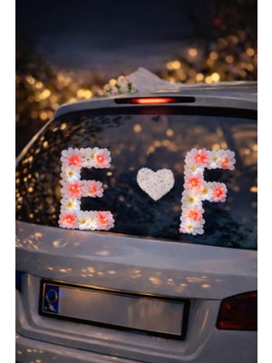 Bioren Gelin Arabası Süsü F Harfi – Papatyalı LED Harf Süsü (Kırmızı & Beyaz Işıklı)