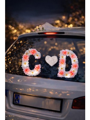 Bioren Gelin Arabası Süsü D Harfi – Papatyalı LED Harf Süsü (Kırmızı & Beyaz Işıklı)