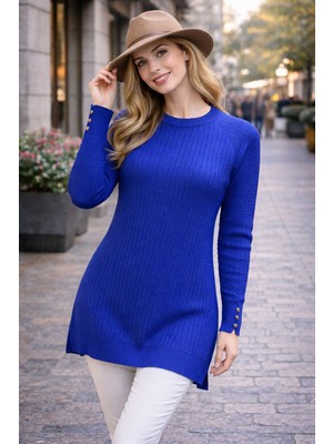 Kadın Merserize Saç Örgü Standart Tunik Kazak