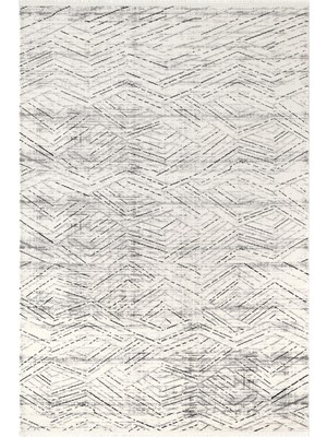 Karmen Halı Look Black LB002G Krem Halı Dekoratif Çizgili Modern Desen Akrilik Yumuşak Tozuaz Salon Halısı