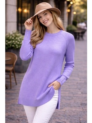 Kadın Merserize Saç Örgü Standart Tunik Kazak