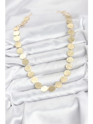Zemira Home Yuvarlak Plaka Model Gold Renk Kadın Kolye