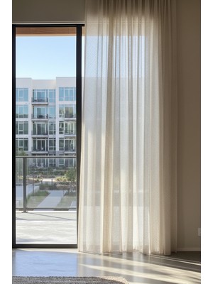 Ran Perde Kalın Dokulu Düz Tül Perde - Koyu Krem - Pileli Dikim 1x2,5 Pile - LO16