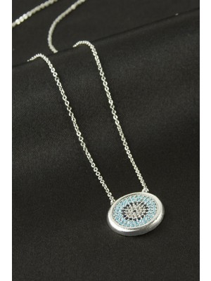 Marsilyan Yuvarlak Nazar Zirkon Taşlı Kolye