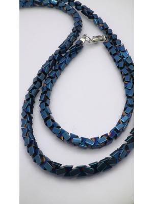 Quvars Shop Mavi Hematit Kolye Bileklik Seti